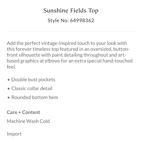 Free People Sunshine Fields Top/Oversized fit/ Sz S - Picture 16 of 16